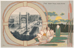 ** T1 Praha, Prag; Kaiser Franz Josefs-Brücke / Bridge. Knackstedt & Näther Art Nouveau, Floral, Litho - Non Classés
