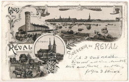 T3/T4 1898 (Vorläufer) Tallinn, Reval; Der Lange-Hermann, Die St. Karlskirche, St. Brigitten. Art Nouveau, Floral, Litho - Ohne Zuordnung