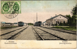 T2/T3 1909 Rauma, Raumo; Rautatienasema / Järnvägsstation / Railway Station, Train (fl) - Ohne Zuordnung