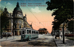 T2 1916 Kraków, Krakkau, Krakkó; Poczta I Ul. Starowislna / Post Palace, Street, Trams - Unclassified