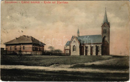 * T3 1915 Szczakowa (Jaworzno), Kosciol Katolicki / Kirche Mit Pfarrhaus / Catholic Church And Parish (worn Corners) - Zonder Classificatie