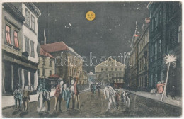 ** T3 Tarnów W Nocy, Droghery, Jozef Kulig, W. Brac. / Street At Night, Shops, Drugstore. Montage With Drunk Men (crease - Unclassified