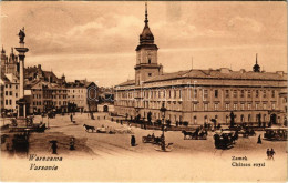 T2/T3 1915 Warszawa, Varsovie, Warschau, Warsaw; Zamek / Chateau Royal / Royal Castle, Horse-drawn Tram (small Tear) - Non Classés