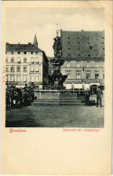 ** T1 Wroclaw, Breslau, Boroszló; Neumarkt Mit Gabeljürge, Eduard Dura, Hermann Ernst, F.W. Wiesner's Brauerei / Square, - Ohne Zuordnung