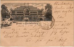 T4 1892 (Vorläufer!!!) Berlin, Charlottenburg, Flora Gartenseite. Very Early Litho Postcard! (cut) - Non Classés