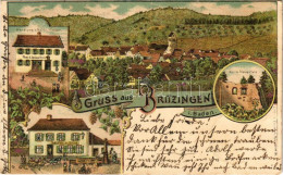 T3 1903 Britzingen (Müllheim), Handlung V. Kathr. Hieber, Post & Telephon, Ruine Neuenfels, Gasthaus Zur Krone. Art Nouv - Ohne Zuordnung