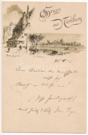* T2 1895 (Vorläufer) Nürnberg, Nuremberg; Bratwurstglöcklein, Batzenteich / Restaurant And Lake. Art Nouveau Litho - Ohne Zuordnung