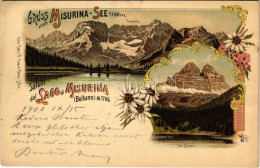 T2/T3 1900 Lago Di Misurina, Lake Misurina (Belluno); Gruss Vom Misurina-See. Sorapiss, Drei Zinnen. Ottmar Zieher Art N - Ohne Zuordnung