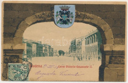 T2/T3 1903 Modena, Corso Vittorio Emanuele II. Cromo Fototipie Enrico Genta / Street. Art Nouveau, Litho Coat Of Arms, T - Zonder Classificatie