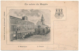 T4 1899 (Vorläufer) Muggia, Il Municipio, Il Duomo / Town Hall, Cathedral, Coat Of Arms (pinhole) - Sin Clasificación