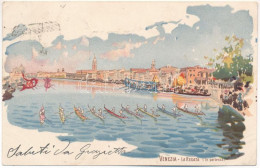 * T3/T4 Venezia, Venice; La Regata (In Partenza) / The Historic Regatta Start. F. Guggua Litho (Rb) - Non Classés