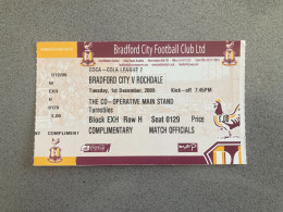 Bradford City V Rochdale 2009-10 Match Ticket - Biglietti D'ingresso