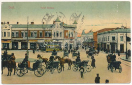 T3 1909 Iasi, Jasi, Jassy, Jászvásár; Hotel Europa, Tram, Shop Of Alexieff, Horse-drawn Carriages (wet Corner) - Ohne Zuordnung