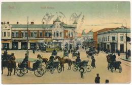 T3 1909 Iasi, Jasi, Jassy, Jászvásár; Hotel Europa, Tram, Shop Of Alexieff, Horse-drawn Carriages (wet Corner) - Non Classificati