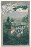 T3 Kobarid, Karfreit, Caporetto; Treh Mlinov / Mills. Art Nouveau, Floral (wet Damage) - Unclassified