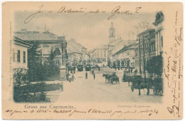 T2/T3 1900 Chernivtsi, Czernowitz, Cernauti, Csernyivci (Bukovina, Bukowina); Enzenberg Hauptstrasse / Main Street, Tram - Zonder Classificatie