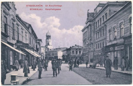 T2/T3 1914 Ivano-Frankivsk, Stanislawów, Stanislau; Ul. Karpinskiego / Karpinskigasse / Street View, Shops Of Feldmann,  - Ohne Zuordnung