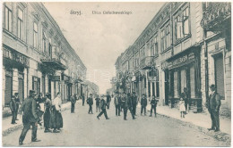 T2 1910 Stryi, Stryj, Strij; Ulica Goluchowskiego, Fryzyer, A. Müller Syn / Street, Hairdresser, Shops - Unclassified