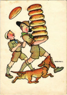 T2/T3 1933 Cserkész Művészlap. Magyar Cserkészszövetség Kiadása. Klösz Gy. és Fia / Hungarian Boy Scout Art Postcard S:  - Unclassified