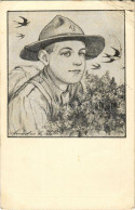 T3 1926 Cserkész Művészlap. Kiadja A Magyar Cserkészszövetség Kiadóvállalta / Hungarian Boy Scout Art Postcard S: Márton - Unclassified