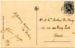 BELGIQUE - COB 279 SIMPLE CERCLE RELAIS A ETOILES CUGNON SUR CARTE POSTALE, 1929 - Postmarks With Stars