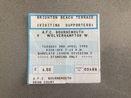 Brighton & Hove Albion V Wolverhampton Wanderers 1989-90 Match Ticket - Biglietti D'ingresso