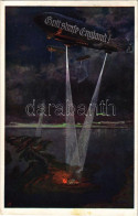 T2/T3 Gott Strafe England! / WWI German Military Art Postcard, Anti-British Propaganda With Airship. Deutsche Schulverei - Unclassified