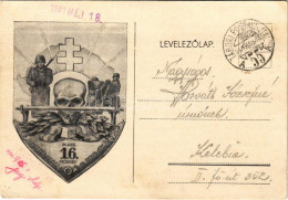 T2/T3 1941 A M. Kir. 16. Honvéd Határvadász üteg Sapkajelvényének Képe / WWII Hungarian Military Art Postcard, Border Gu - Unclassified