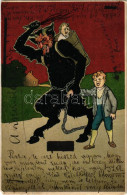 T2/T3 ~1900 Krampusz Litho (apró Szakadás / Small Tear) - Unclassified