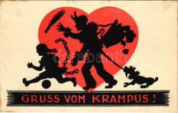 ** T2/T3 Gruss Vom Krampus! / Krampus With Birch, Chains And Dog, Silhouette (fa) - Non Classificati