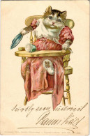 T2/T3 1899 (Vorläufer) Hungry Baby Cat. Theo. Stroefer's Kunstverlag. Aquarell-Postkarte Serie VII. No. 5499. Litho - Non Classés