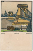 T2/T3 1918 Budapest, Lánchíd / Kettenbrücke. Wiener Werkstätte No. 458. S: Franz Kuhn - Unclassified