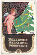 T4 1935 Kellemes Karácsonyi ünnepeket! Rigler József Ede Kiadása / Hungarian Christmas Greeting Art Postcard S: Pintér J - Zonder Classificatie