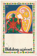 T2/T3 1923 Boldog újévet! Rigler József Ede Kiadása / Hungarian New Year Greeting Art Postcard S: Pintér Jenő (EK) - Non Classificati