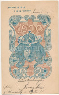 T3 1899 (Vorläufer) Boldog újévet 1900! Szecessziós Művészlap / Art Nouveau New Year Greetint Art S: Beck (EB) - Non Classés