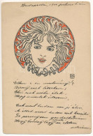 T2/T3 1900 Art Nouveau Lady S: Leopold Kainradl (surface Damage) - Ohne Zuordnung