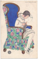 T2/T3 1917 Viennese Art Nouveau. Knitting Lady. B.K.W.I. 364-6. S: Mela Koehler (EK) - Ohne Zuordnung