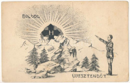 T2/T3 1938 Boldog újesztendőt 1939! A Magyar Hungarista Mozgalom Nyilaskeresztes üdvözlete, Propaganda Náci Karlendítéss - Ohne Zuordnung