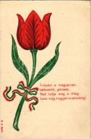 T2/T3 1906 Tulipánt A Magyarnak... Hazafias Propaganda Magyar Szalaggal / Hungarian Patriotic Propaganda, Tulip With Rib - Zonder Classificatie