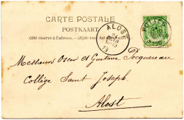 BELGIQUE - COB 56 SIMPLE CERCLE RELAIS A ETOILES POTTES SUR CARTE POSTALE, 1900 - Sternenstempel