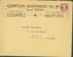 Guerre 40 Libération Rhône Alpes YT N°10 Pétain Surcharge RF Comptoir Dauphinois CAD Grenoble 14 X 1944 - WW II