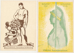 ** 1935 Budapesti VI. Főiskolai Világbajnokságok S: N. Török - 2 Db Régi Sport Reklám Képeslap / 6th International Unive - Non Classés