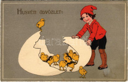 ** T2 Húsvéti üdvözlet! Tojás Csibékkel / Easter Greeting, Egg With Chicken. Meissner & Buch Künstler-Postkarten Serie 2 - Non Classificati