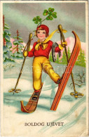 T2/T3 1941 Boldog újévet! Síelő Gyerek, Téli Sport / New Year Greeting, Skiing Child, Winter Sport. B. Co. B. 4974/3. Li - Non Classificati