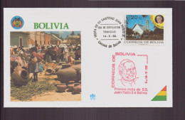 Bolivie, FDC, Enveloppe Du 14 Mai 1988 " Visite Du Pape Jean-Paul II à Trinidad - Uruguay