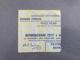 Birmingham City V Aston Villa 1977-78 Match Ticket - Biglietti D'ingresso