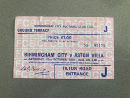 Birmingham City V Aston Villa 1978-79 Match Ticket - Biglietti D'ingresso