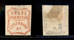 Antichi Stati Italiani - Parma - 1859 - 40 Cent (17) - Gomma Parziale (con Forte Linguella) - Assottigliato Al Retro (1. - Autres & Non Classés