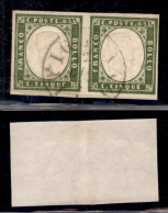 Antichi Stati Italiani - Sardegna - 1861 - 5 Cent (13Cc) - Coppia Usata A Pitigliano (12.2.62) Su Frammento - Other & Unclassified