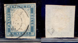 Antichi Stati Italiani - Sardegna - 1855 - 20 Cent (15f - Celeste) Usato - Diena (325) - Other & Unclassified